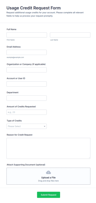 Usage Credit Request Form Template