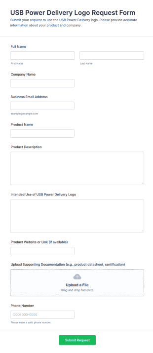 USB Power Delivery Logo Request Form Template