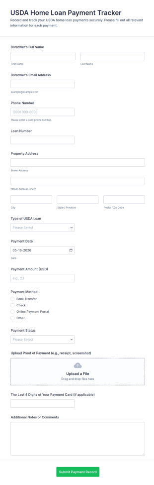 USDA Home Loan Payment Tracker Form Template
