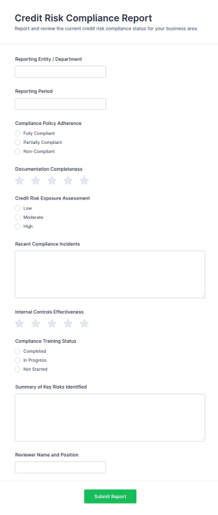 Use Case: Credit Risk Compliance Report Form Template