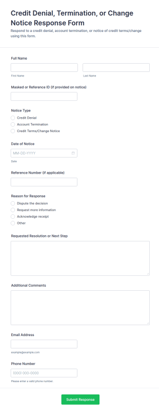 Use Case Response Form Template