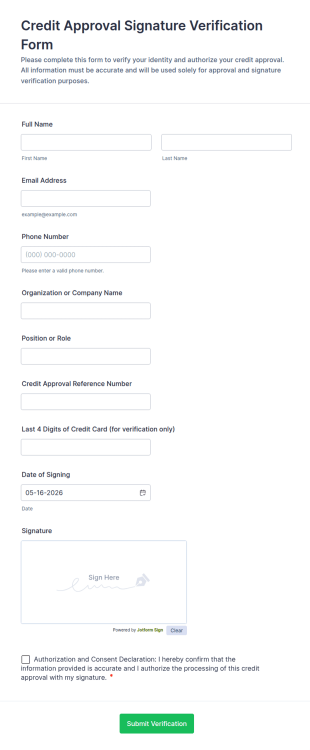 Use Case Verification Form Template