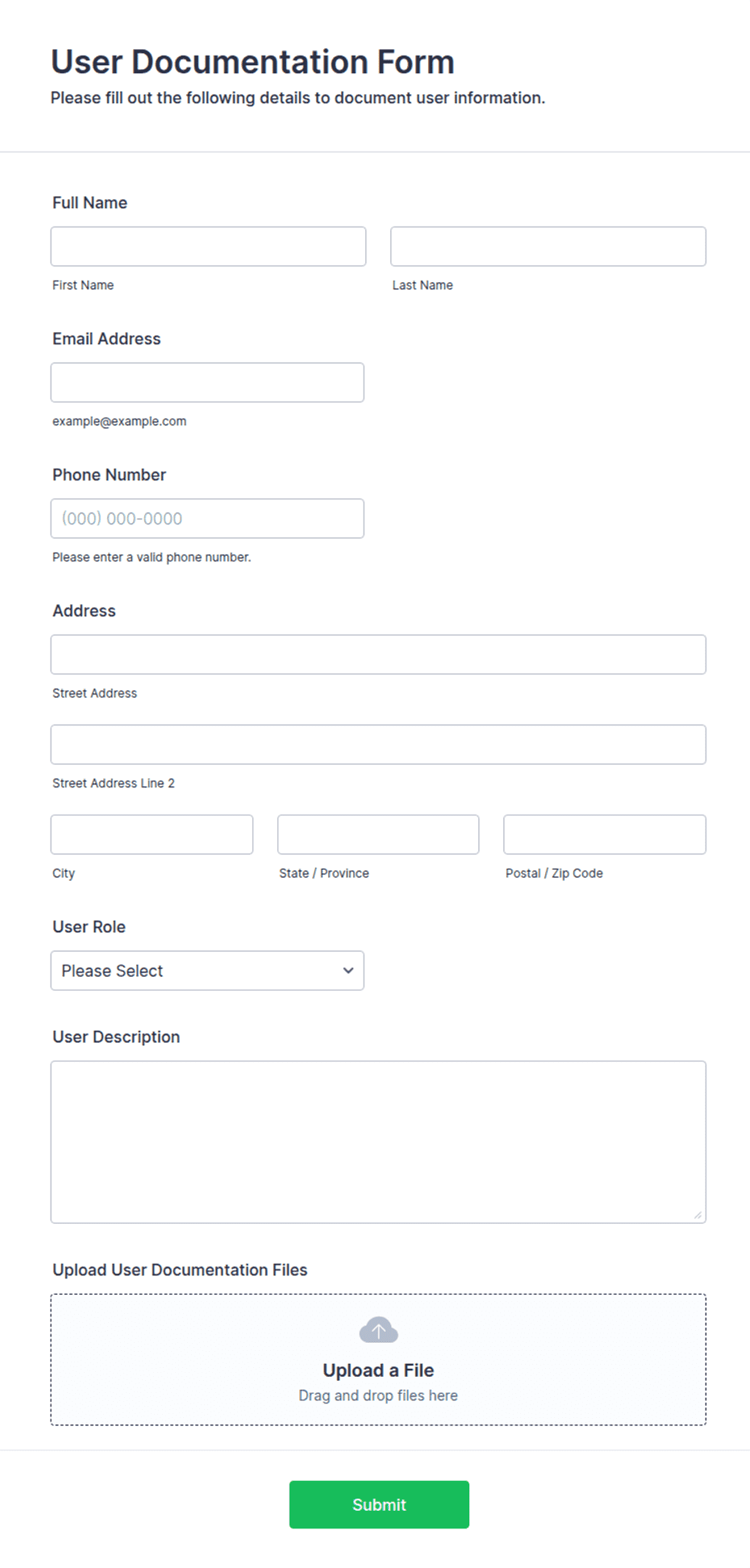 Normal Documentation File User Documentation Form Template | Jotform