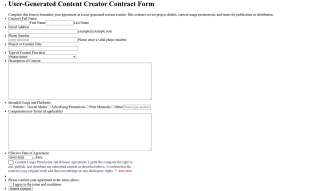 User Generated Content Creator Contract Form Template