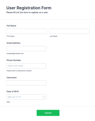 User Registration Form Template