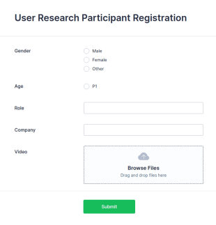 User Research Participant Registration Form Template