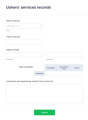 Church Attendance Records Form Template