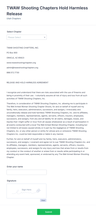 Hold Harmless Agreement Form Template