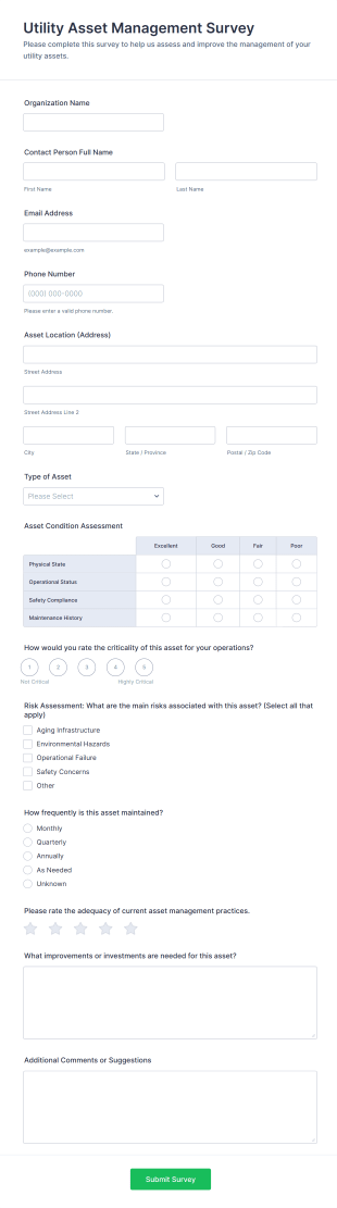 Utility Asset Management Survey Form Template