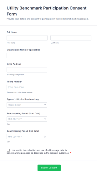 Utility Benchmark Participation Consent Form Template