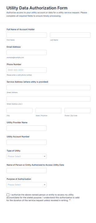 Utility Data Authorization Form Template