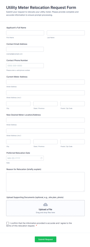 Utility Meter Relocation Request Form Template