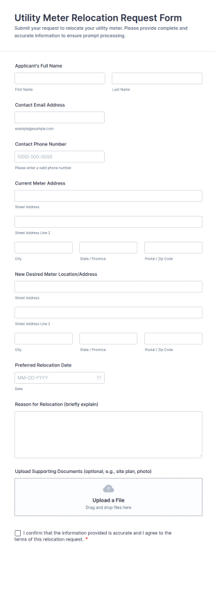 Utility Meter Relocation Request Form Template