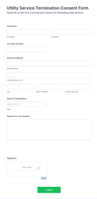 Utility Service Termination Consent Form Template