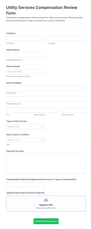Utility Services Compensation Review Form Template