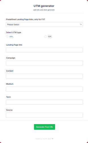 UTM Generator Form Template