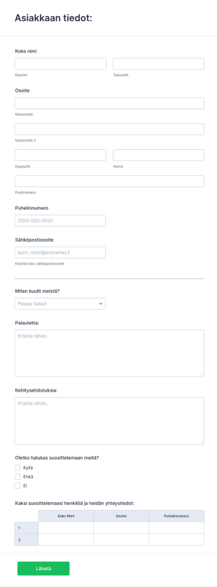 Uuden Asiakkaan Rekisteröintilomake