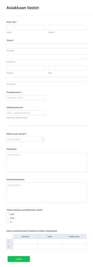 Uuden Asiakkaan Rekisteröintilomake