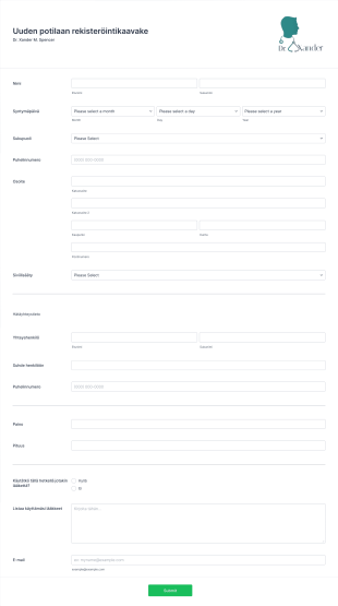 Uuden Potilaan Rekisteröintikaavake Form Template