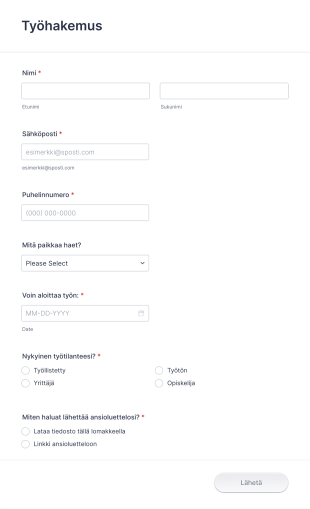 Uusi Työnhakukaavake Form Template