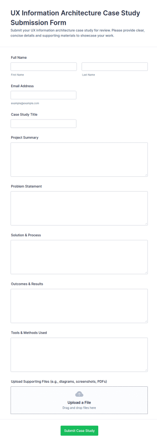 UX Information Architecture Case Study Submission Form Template