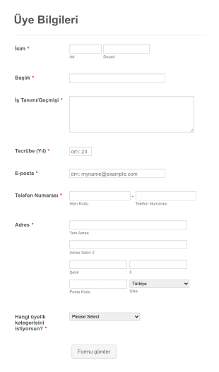 Üye Başvuru Form Template