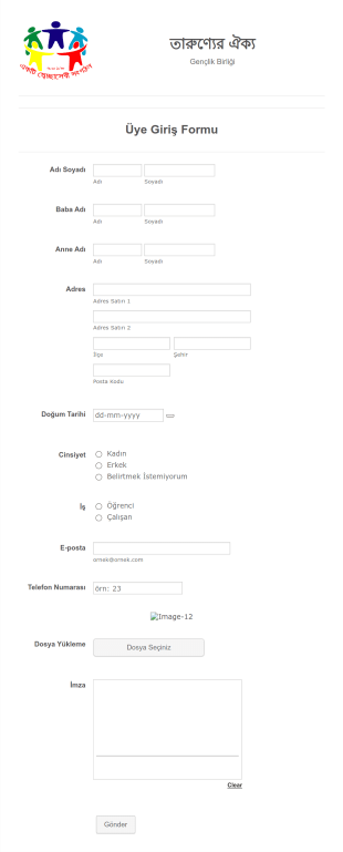 Üye Giriş Form Template