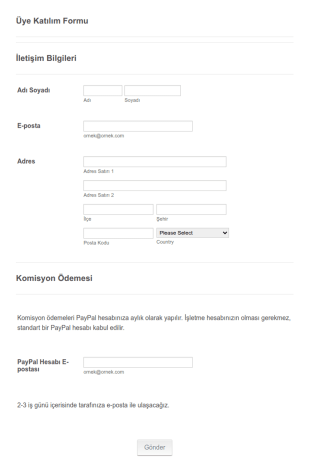 Üye Katılım Form Şablonu