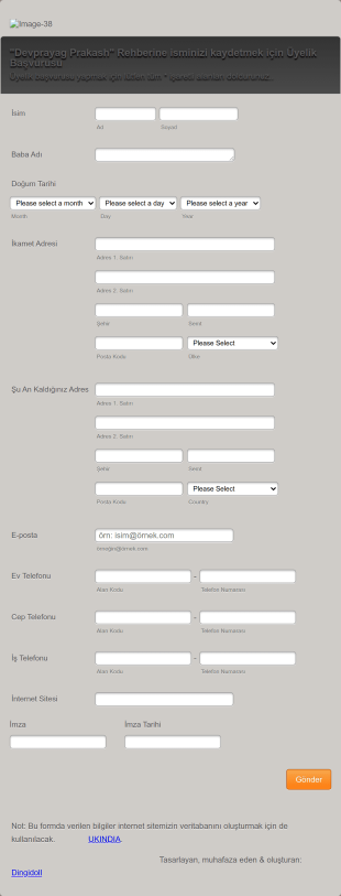 Üyelik Kaydı Başvuru Form Şablonu