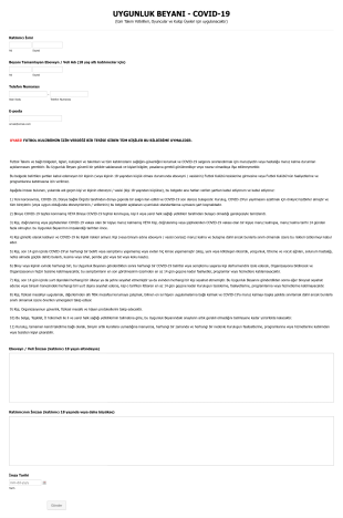 UYGUNLUK BEYANI COVID 19 Form Template