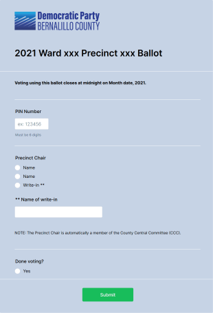 Precinct Chair Ballot Voting Form Template