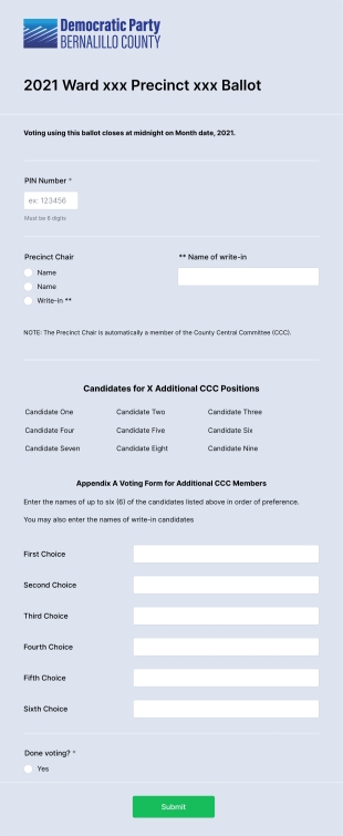 V2 2021 Precinct Xxx Ballot With Multiple Additional CCC Members Form Template