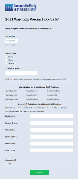 V2 2021 Precinct Xxx Ballot With Multiple Additional CCC Members Form Template