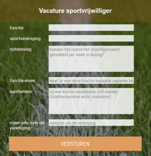 Formulier Werven Sport Vrijwilligers