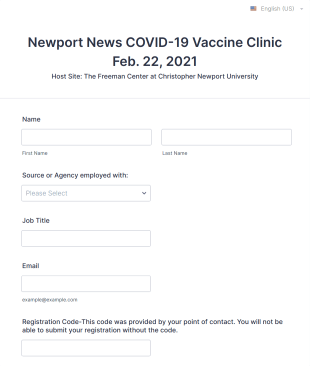 Vaccination Clinic Pre Registration Form Template