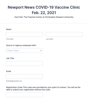 Vaccination Clinic Pre Registration Form Template
