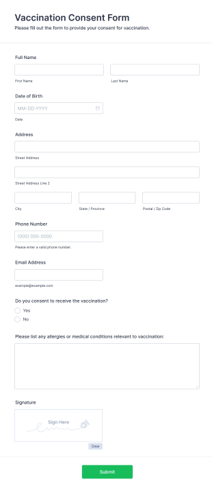 Vaccination Consent Form Template