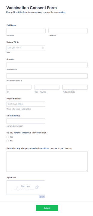Vaccination Consent Form Template