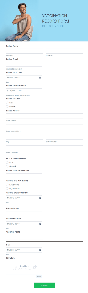 Vaccination Record Form Template