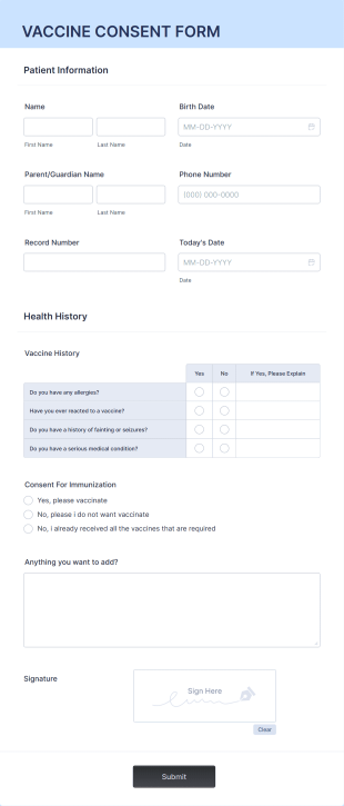 Vaccine Consent Form Template