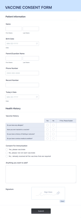 Vaccine Consent Form Template