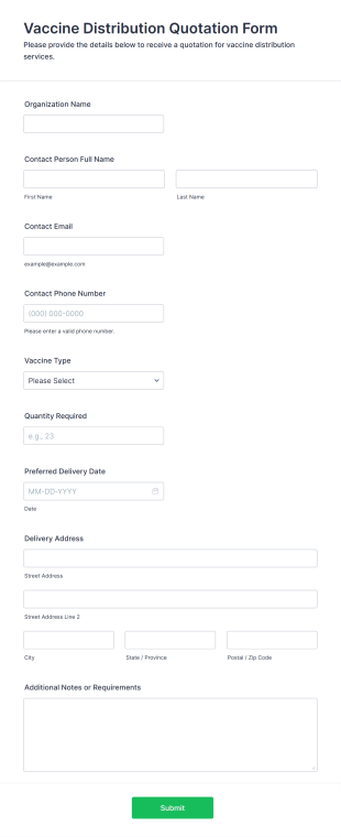 Vaccine Distribution Quotation Form Template