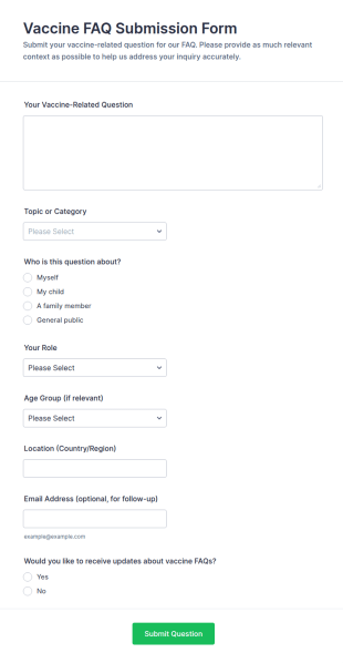 Vaccine FAQ Submission Form Template