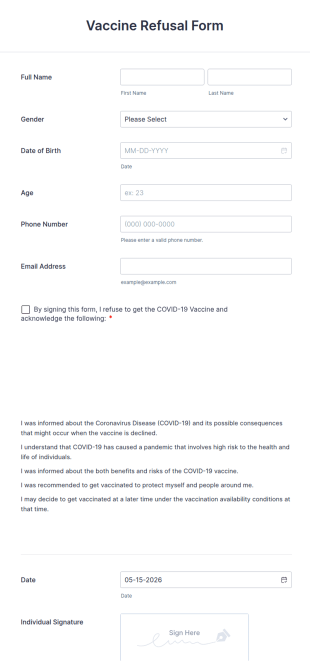Vaccine Refusal Form Template