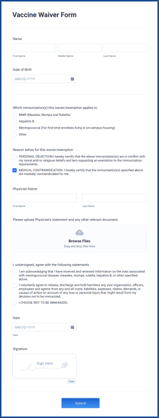 Vaccine Waiver Form Template