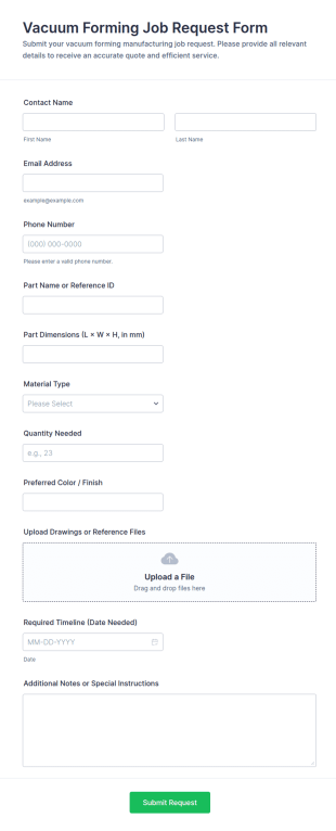 Vacuum Forming Job Request Form Template