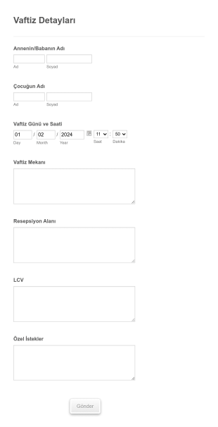 Vaftiz Davet Form Template