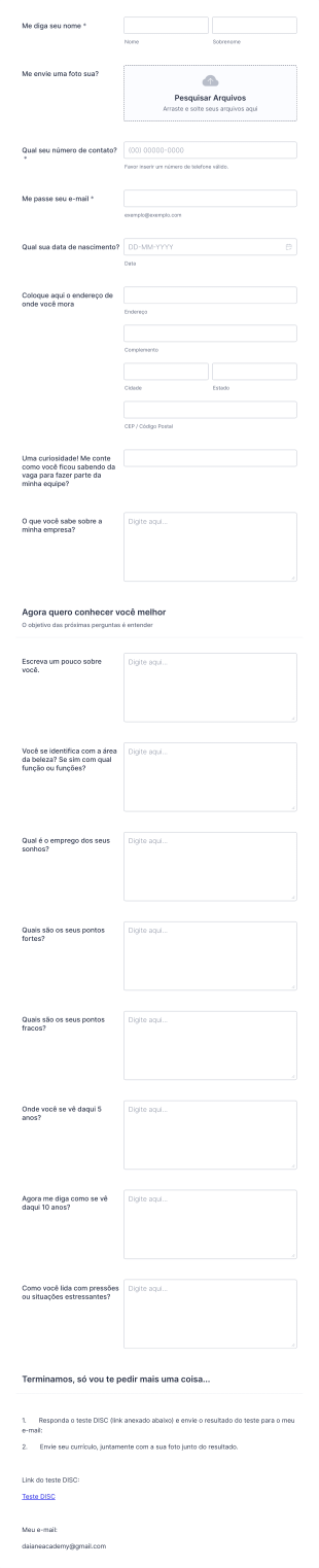 Vaga Equipe Daiane Medeiros