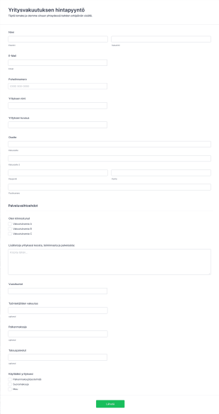 Vakuutuksen Hintapyyntö Form Template