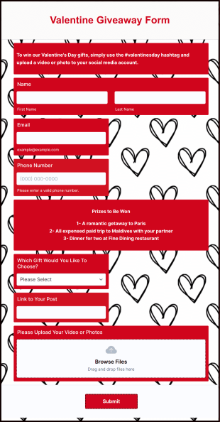 Valentine Giveaway Form Template